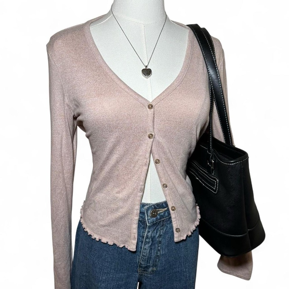 American Eagle Baby Pink Button-Up Cardigan Coquette Balletcore Soft Girl